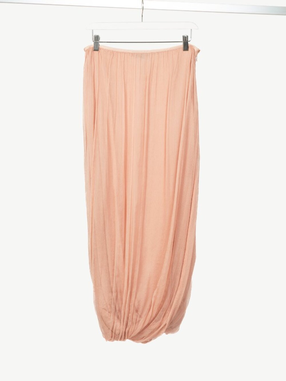 Crea Concept Pink Silk Crepe Bubble-Hem Midi Skirt